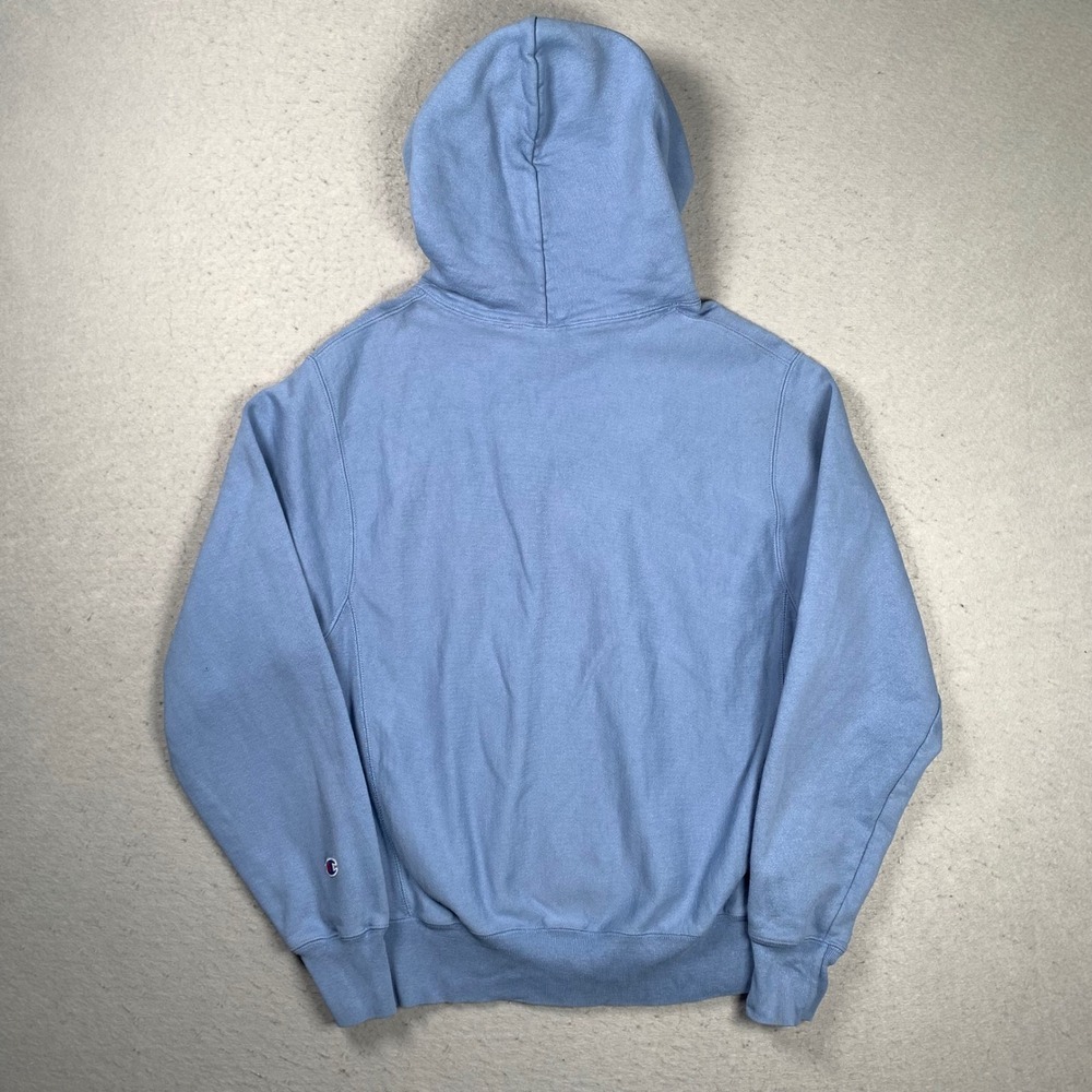 Champion Reverse Weave Hoodie Mens Medium Blue Pullover Sweatshirt - Picture 2 of 14